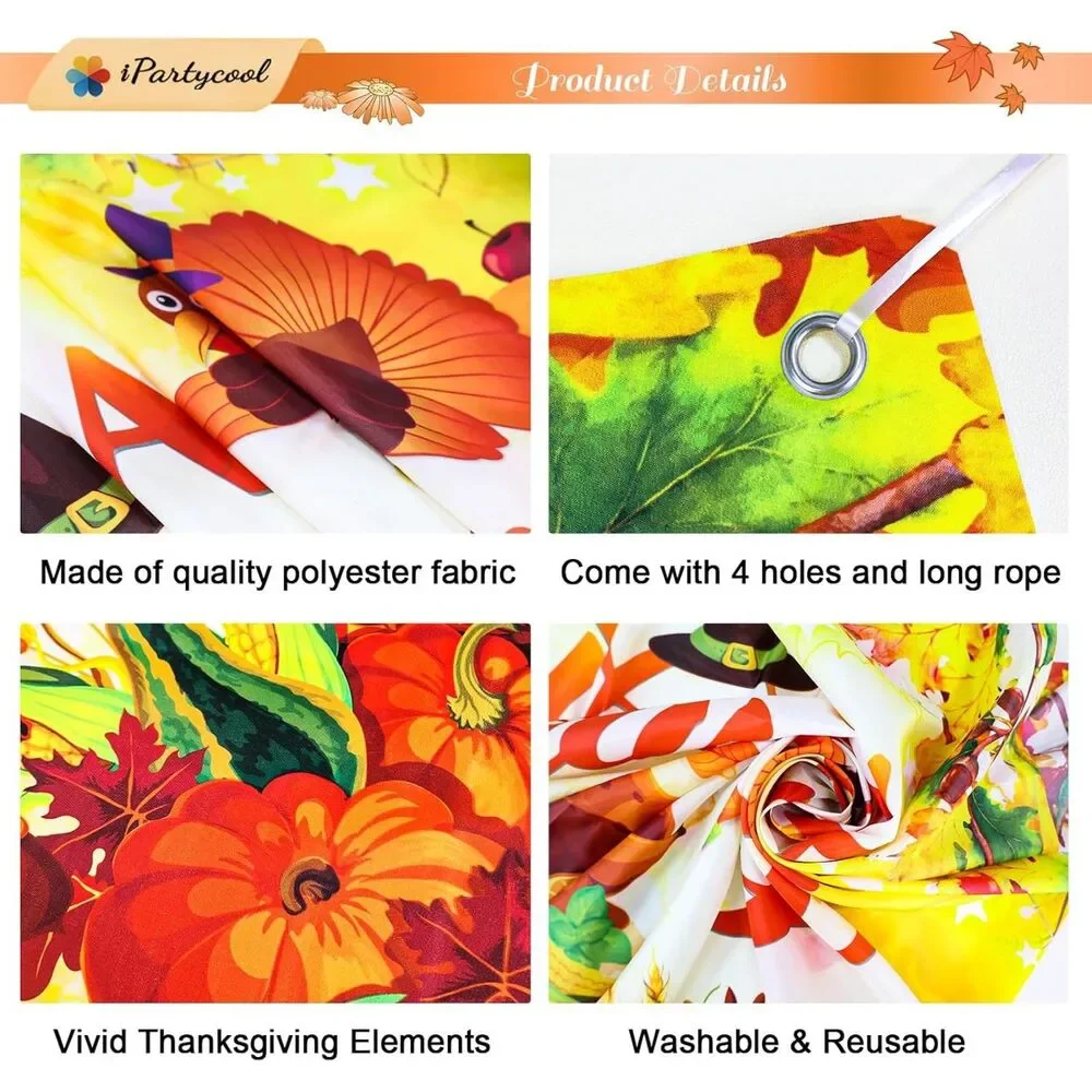 Premium Thanksgiving Backdrop Banner, Large 72x44in